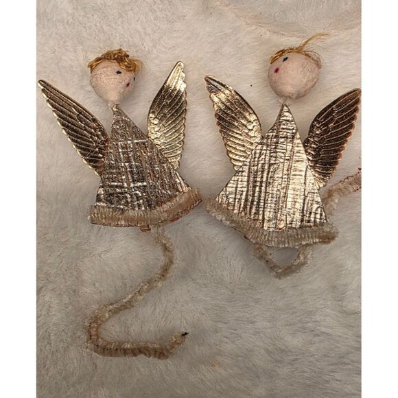 Vintage Angel Mid-Century Foil Cardboard Christmas Picks or Ornaments - Picture 2 of 6